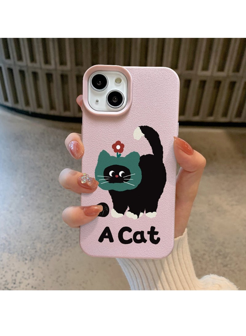 NIBEMINENT Fluffy Cat Protective TPU Case Cover For iPhone 15 Pro, Pink