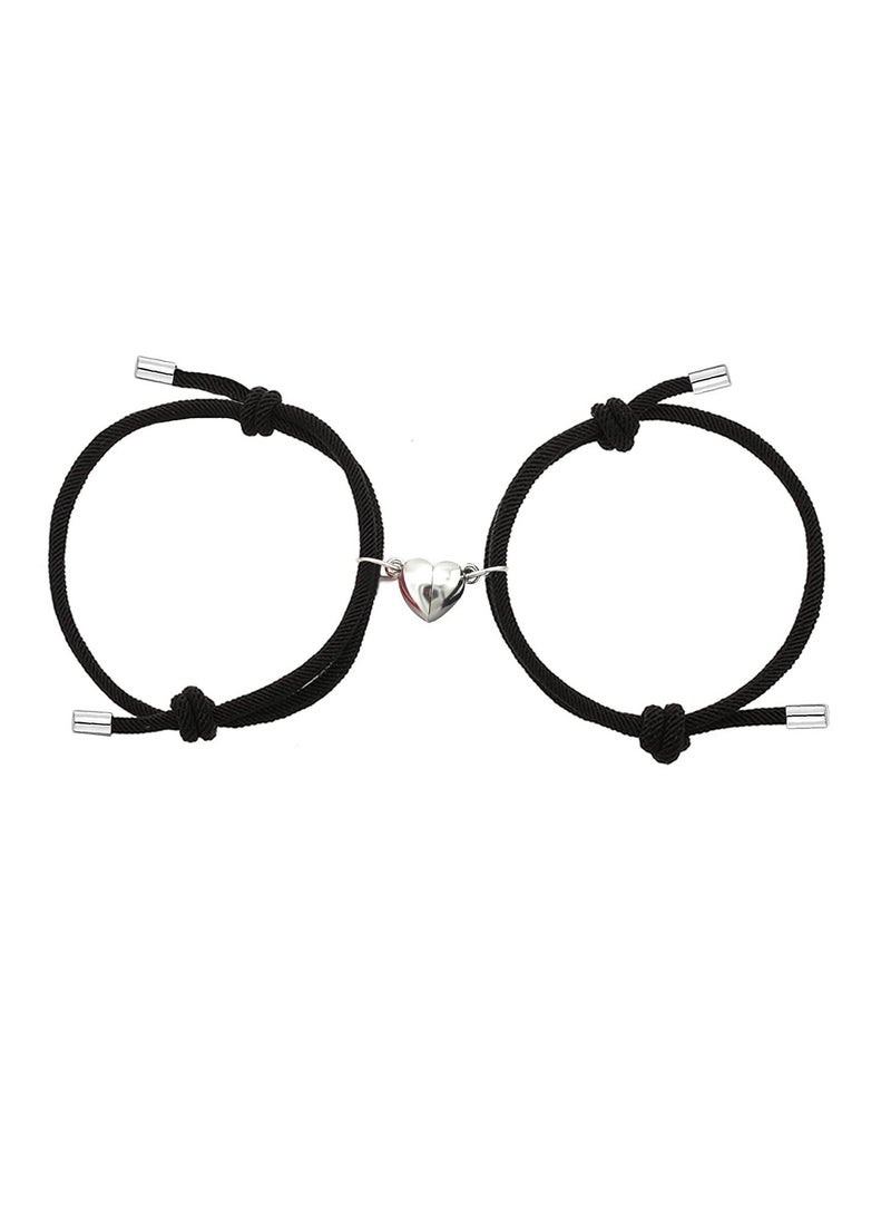 SYOSI طقم أساور مغناطيسية مكون من قطعتين من المجوهرات التي تحمل عهود الحب الأبدي، هدايا من المجوهرات التي تجذب الشمس والقمر، سوار متطابق هدية للزوجين والصديقين والنساء والرجال والصديقات - Image 1