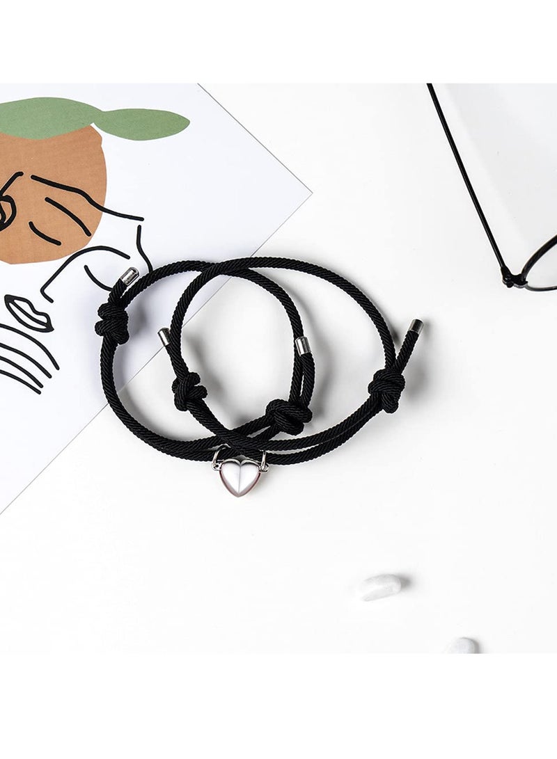 SYOSI طقم أساور مغناطيسية مكون من قطعتين من المجوهرات التي تحمل عهود الحب الأبدي، هدايا من المجوهرات التي تجذب الشمس والقمر، سوار متطابق هدية للزوجين والصديقين والنساء والرجال والصديقات - Image 2