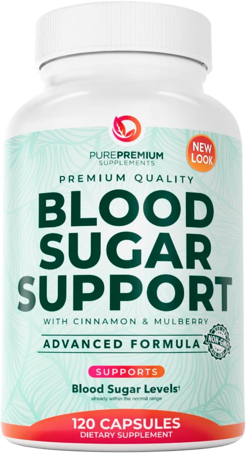 PUREPREMIUM SUPPLEMENTS مكمل دعم مستوى السكر في الدم من بيور بريموم 20 مكون نشط لدعم مستويات السكر في الدم ضمن النطاق الطبيعي مع القرفة والقرع المر والكروم والتوت 120 حبة - Image 1