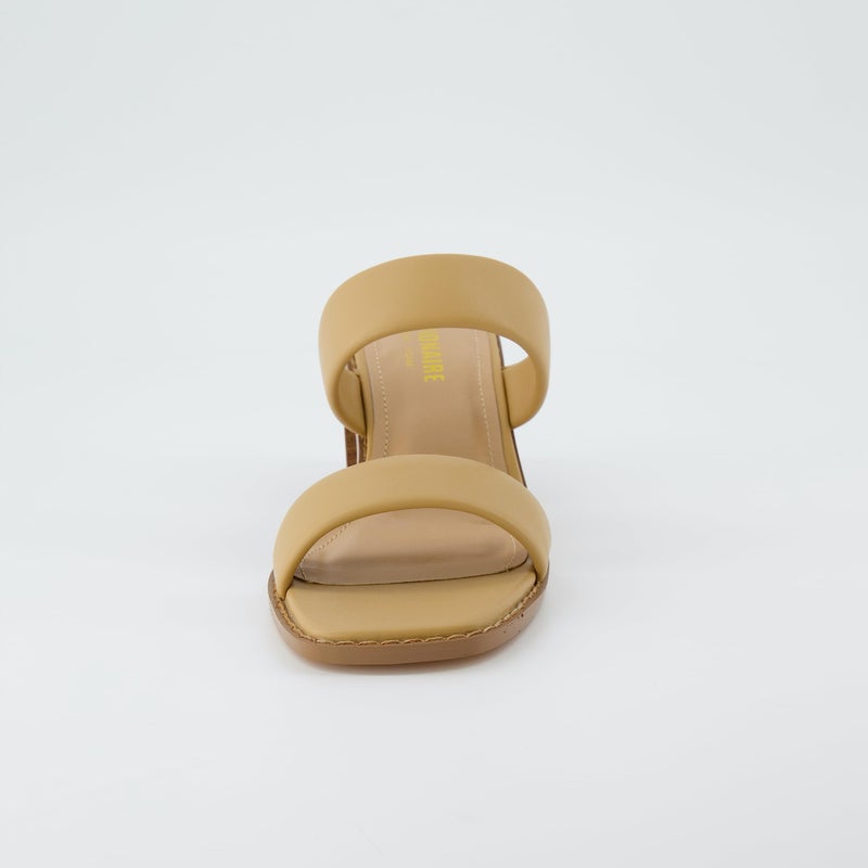 CUSHIONAIRE Women's Clever two band block heel sandal +Memory Foam, Wide Widths Available, Tan 7.5 - Image 3