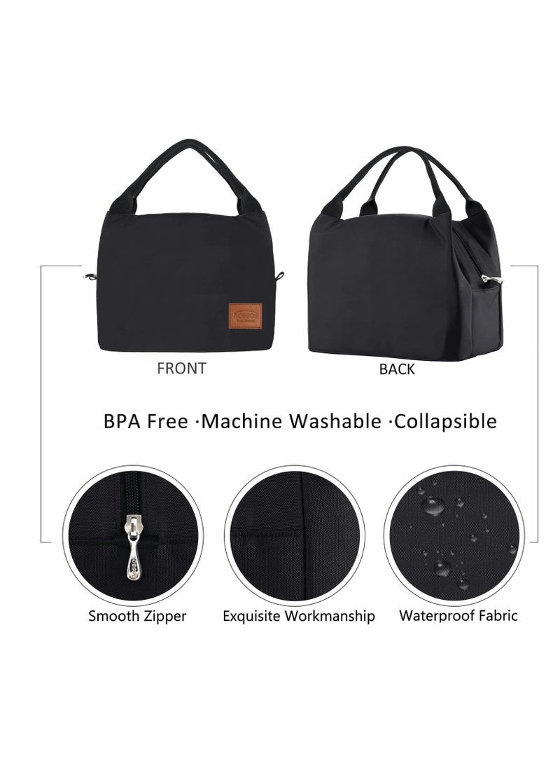Generic Lunch Bag Bento Bag, Insulated Lunch Box Men Adult Lunchbox Lunch Tote Reusable Meal Prep Container Bag Bento Box Cooler Bag for Students Ladies Men Picnic Work Outdoor Office (Black)  - Image 2
