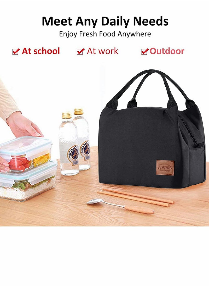 Generic Lunch Bag Bento Bag, Insulated Lunch Box Men Adult Lunchbox Lunch Tote Reusable Meal Prep Container Bag Bento Box Cooler Bag for Students Ladies Men Picnic Work Outdoor Office (Black)  - Image 5