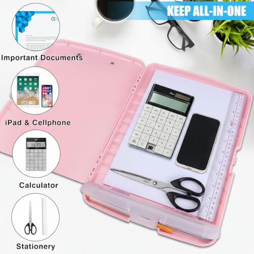 TFDLCG zm Plastic Clipboard with Storage,Clip Boards 8.5x11 Heavy Duty,Large Capacity Cute Nursing Clipboard with Pen Holder,A4 Letter Size for Women Teachers Work,School,Office, Light Pink - Image 2