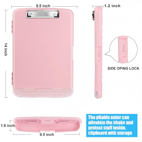 TFDLCG zm Plastic Clipboard with Storage,Clip Boards 8.5x11 Heavy Duty,Large Capacity Cute Nursing Clipboard with Pen Holder,A4 Letter Size for Women Teachers Work,School,Office, Light Pink - Image 5
