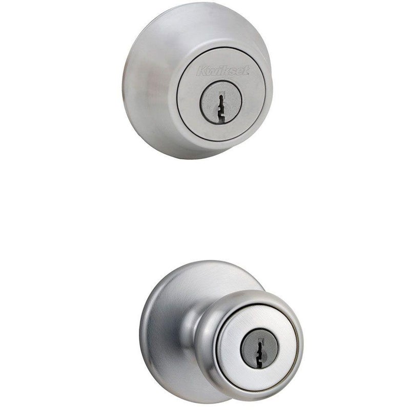 Kwikset 695T 26D CP Double Cylinder Deadbolt Combo Pack with Tylo Entry Knob in Satin Chrome - Image 1