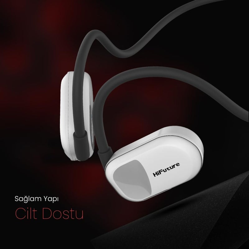 HiFuture FutureMate Open-Ear Wireless Headphones – Gray | Bluetooth 5.3, Dual Mic ENC, 8H Playtime, IPX5 Waterproof, Secure Fit, Open-Ear Comfort - Image 4