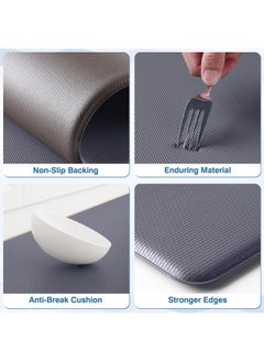 Generic 75*45cm Kitchen Rug Mats  Kitchen Mats, 1PC Kitchen Rugs, Cushioned Anti Fatigue Kitchen Mats for Floor, Non-Slip Standing Desk Mat, Waterproof Kitchen Rug Set for Kitchen, Floor, Office, Specialized in Anti Slippery and Machine Washable,Grey  - Image 3