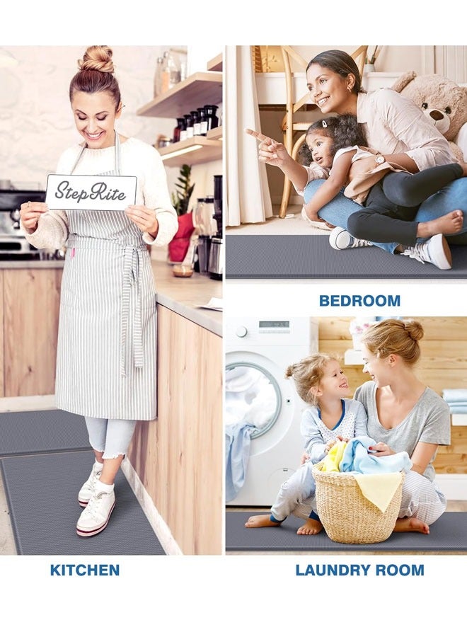75*45cm Kitchen Rug Mats  Kitchen Mats, 1PC Kitchen Rugs, Cushioned Anti Fatigue Kitchen Mats for Floor, Non-Slip Standing Desk Mat, Waterproof Kitchen Rug Set for Kitchen, Floor, Office, Specialized in Anti Slippery and Machine Washable,Grey