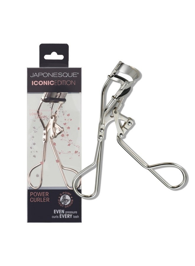 JAPONESQUE Power Curler Eyelash Curler, Instant Lash Curler for Longer Lashes, Silicone Pad, Nickel Finish - Image 1