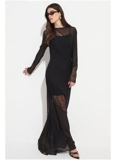JUNE June Women Lace Detail Maxi Dress Black  - Image 2