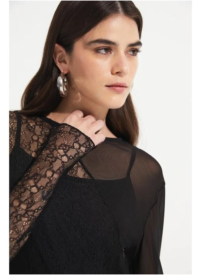 جون June Women Lace Detail Maxi Dress Black