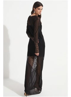 JUNE June Women Lace Detail Maxi Dress Black  - Image 5
