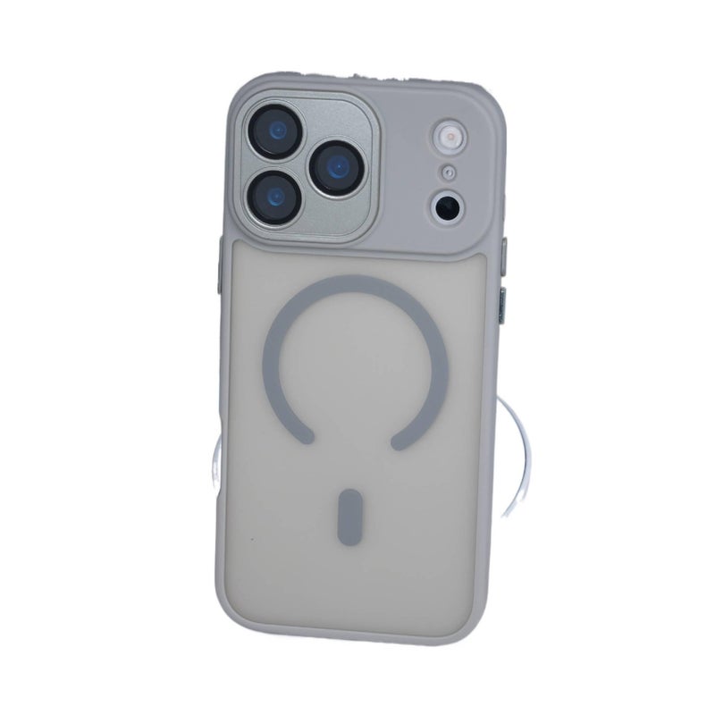 MS غطاء MagSafe بPC لـ iPhone 15 / 15 Plus / 15 Pro / 15 Pro Max مع ملمس ناعم ومغناطيس قوي مع تغطية كاملة مع حماية العدسة باللون Silver Grey مغناطيسي باللون الفضي باللون الرمادي - Image 1