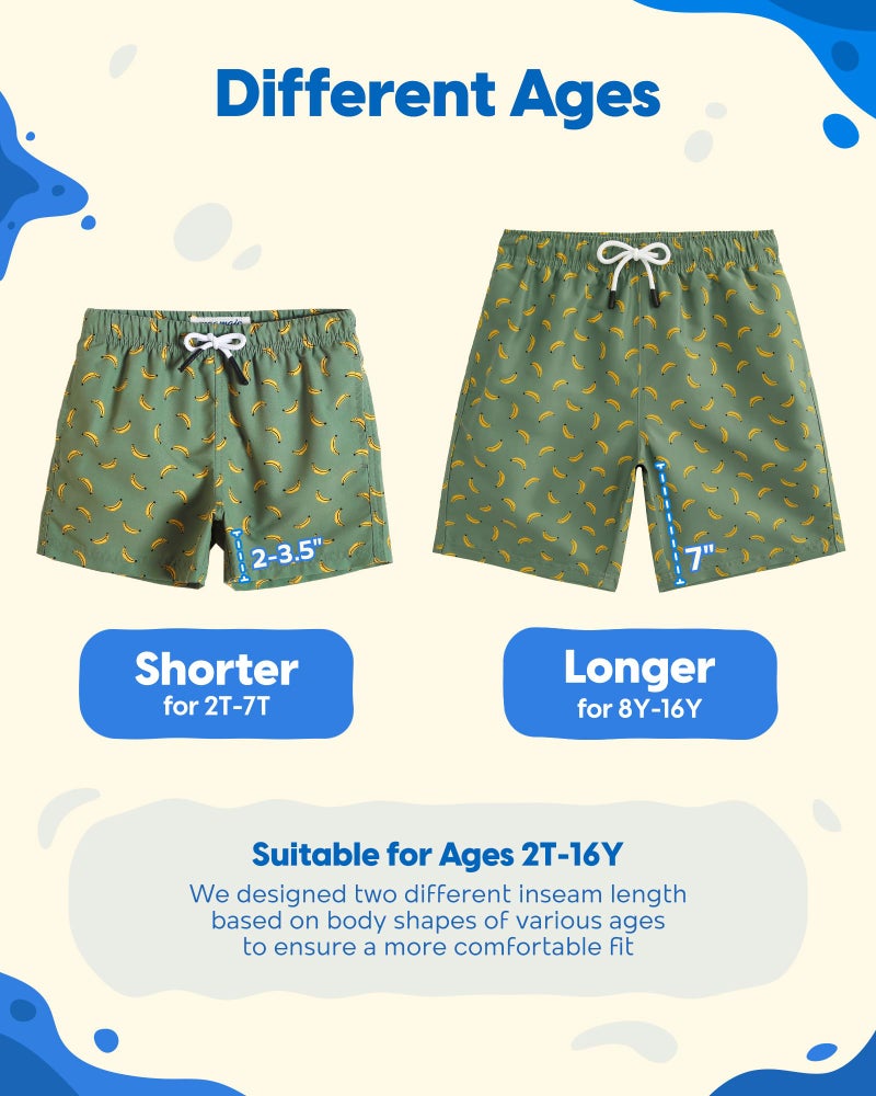 maamgic Boys Swim Trunks Toddler Swim Shorts Little Boys Bathing Suit Swimsuit Toddler Boy Swimwear,Banana-Matcha Green,4 T - Image 5