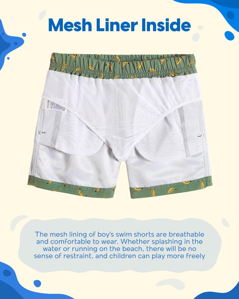 maamgic Boys Swim Trunks Toddler Swim Shorts Little Boys Bathing Suit Swimsuit Toddler Boy Swimwear,Banana-Matcha Green,4 T - Image 2