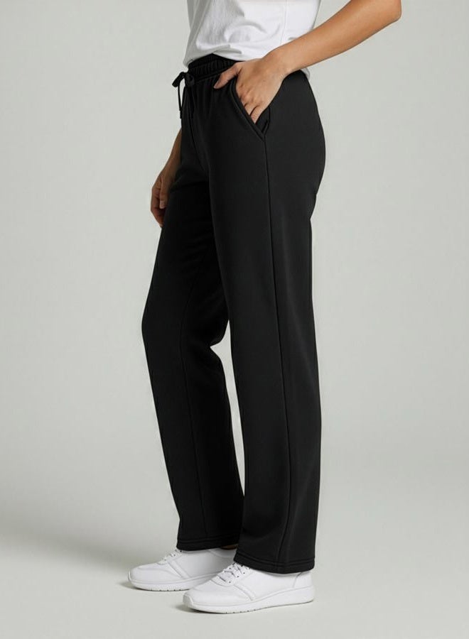 REALESSENTIALS Womens Fleece Open Women Sweatpant Bottom Sweatpants Running Pant Baggy Wide Leg Jogging Sweats Bottoms Teen Lounge Active Ladies Warm Pants Casual Athletic Sweat, Set 7, M, Pack of 3 - Image 4