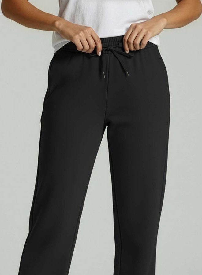 REALESSENTIALS Womens Fleece Open Women Sweatpant Bottom Sweatpants Running Pant Baggy Wide Leg Jogging Sweats Bottoms Teen Lounge Active Ladies Warm Pants Casual Athletic Sweat, Set 7, M, Pack of 3 - Image 5