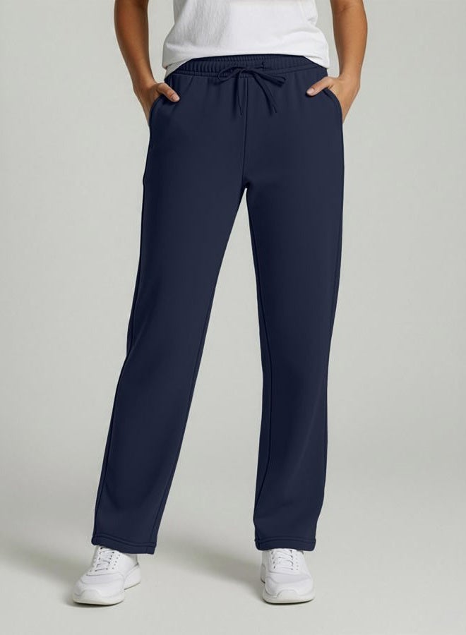 REALESSENTIALS Womens Fleece Open Women Sweatpant Bottom Sweatpants Running Pant Baggy Wide Leg Jogging Sweats Bottoms Teen Lounge Active Ladies Warm Pants Casual Athletic Sweat, Set 7, M, Pack of 3 - Image 2