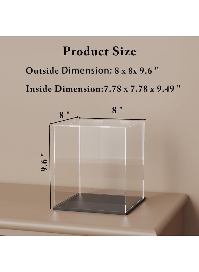 TPGP Acrylic Display Case, 8X8X9 Inch Rectangle Acrylic Boxes For Display, Clear Display Cases With Matte Black Base And Lid For Collectibles And Figures - Image 4