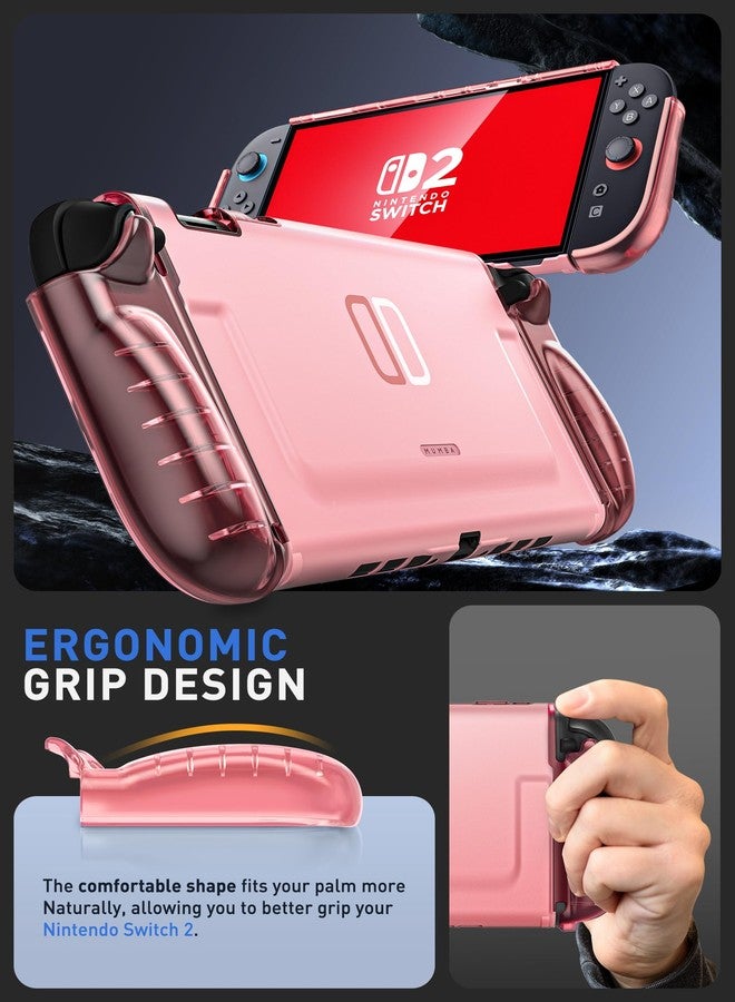 Mumba Clear Case for Nintendo Switch 2 2025, Crystal Protective Clear Cover with Quick-Release Joy-Con Design and TPU Grip Compatible with New Nintendo Switch 2 7.9 Inch Console (Pink) - Image 4
