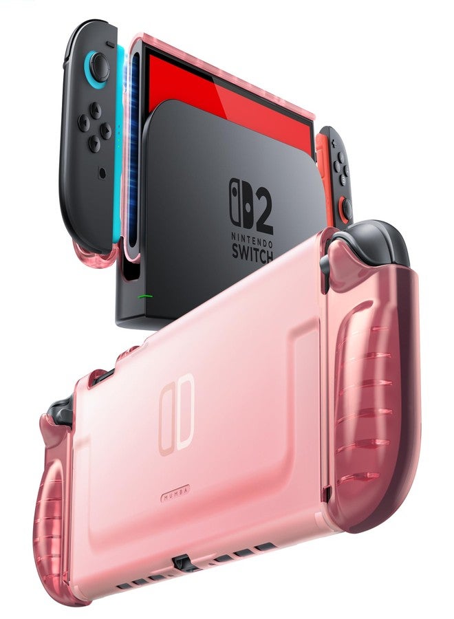 Mumba Clear Case for Nintendo Switch 2 2025, Crystal Protective Clear Cover with Quick-Release Joy-Con Design and TPU Grip Compatible with New Nintendo Switch 2 7.9 Inch Console (Pink) - Image 1