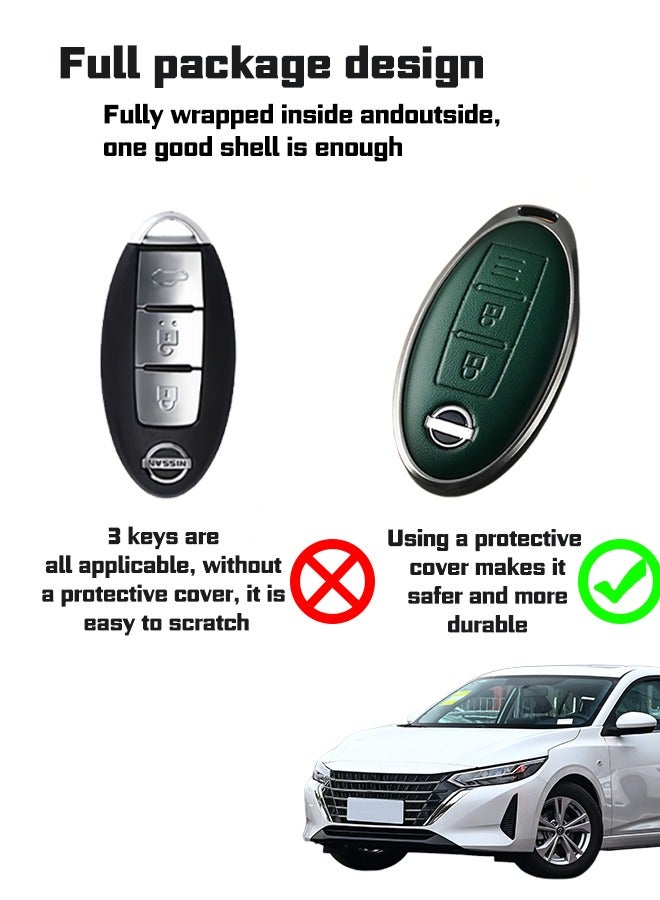 Generic Car key cover, suitable for Nissan car key cover, perfectly wrapped car keys, anti-fall, wear-resistant, high-end. Material: cowhide. goodcar  - Image 4