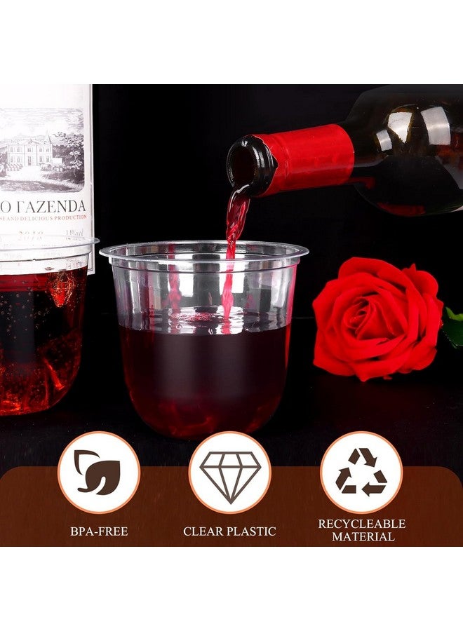 KesaPlan 100 Pcs Disposable Stemless Glasses 12oz Crystal Plastic Wine Glasses Clear Classic Cup for Meeting Weddings Birthdays Cocktail Christmas Party Supplies - Image 5