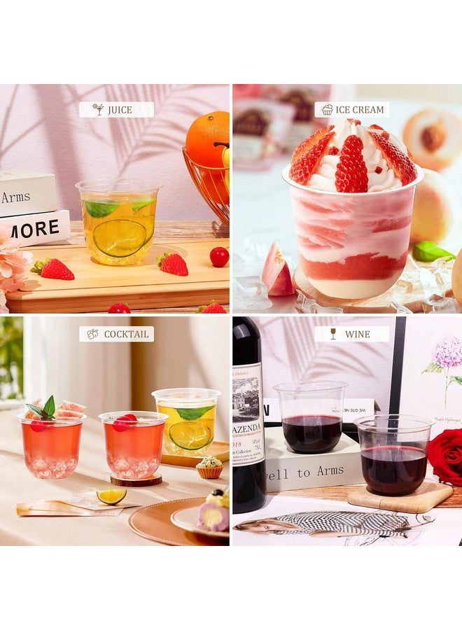 KesaPlan 100 Pcs Disposable Stemless Glasses 12oz Crystal Plastic Wine Glasses Clear Classic Cup for Meeting Weddings Birthdays Cocktail Christmas Party Supplies - Image 4