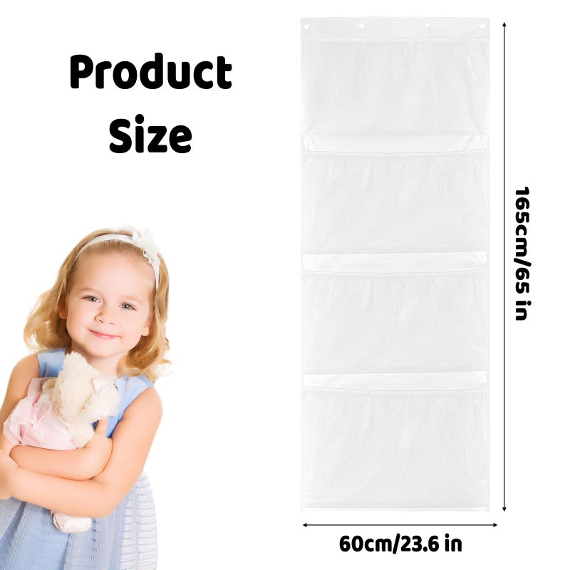 Hganxiu Stuffed Animal Storage,Stuffed Animal Hammock Net,The White 4-Compartment Pack Comes with 2 Hooks - Image 2