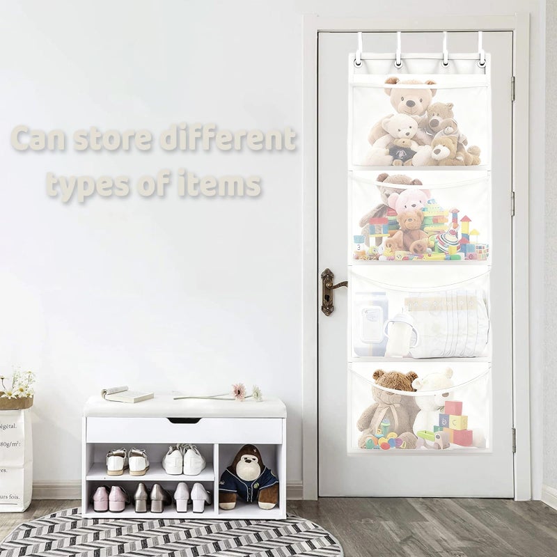 Hganxiu Stuffed Animal Storage,Stuffed Animal Hammock Net,The White 4-Compartment Pack Comes with 2 Hooks - Image 3