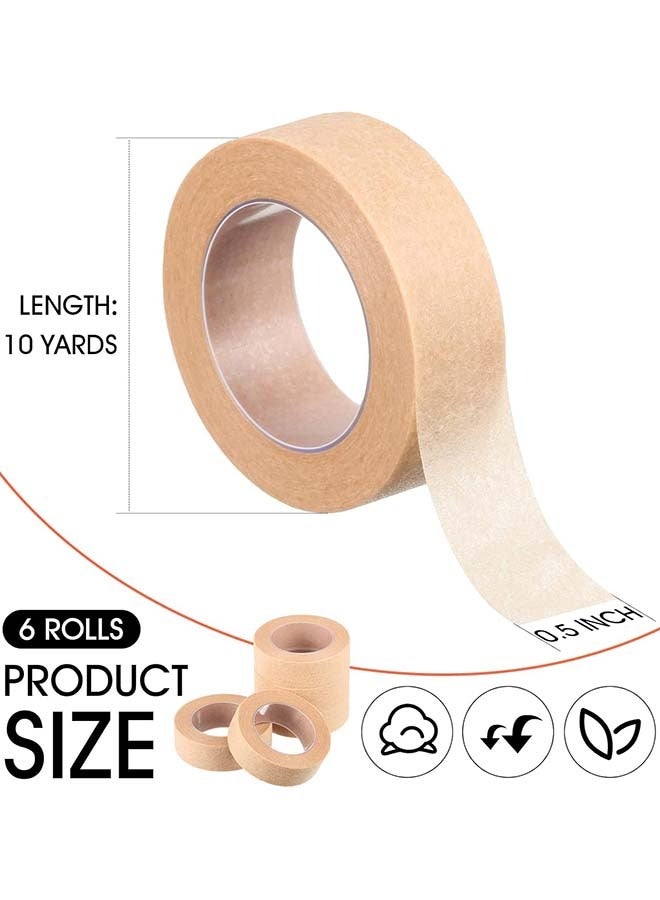 Generic 6 Rolls Flexible Skin Tape Breathable Nose Tape Self Adhesive Gauze Tape for Wound Injuries Swelling Sports, 0.5 Inch x 10 Yards (Beige)  - Image 2