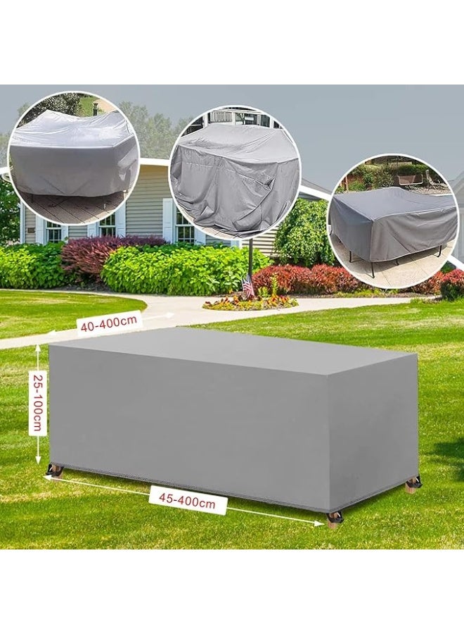 Cover for Garden Furniture 420D Oxford Protective Cover for Garden Furniture Seating Set Waterproof Windproof UV Resistant Outdoor Table and Chairs Rectangular 270 x 180 x 89 cm GREY - Image 5