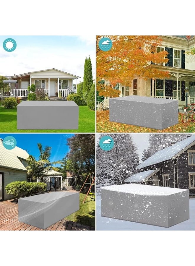 Cover for Garden Furniture 420D Oxford Protective Cover for Garden Furniture Seating Set Waterproof Windproof UV Resistant Outdoor Table and Chairs Rectangular 270 x 180 x 89 cm GREY - Image 2