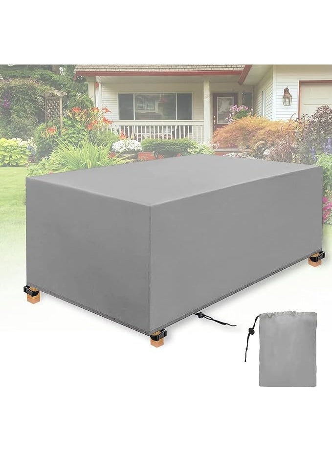 Cover for Garden Furniture 420D Oxford Protective Cover for Garden Furniture Seating Set Waterproof Windproof UV Resistant Outdoor Table and Chairs Rectangular 270 x 180 x 89 cm GREY - Image 1