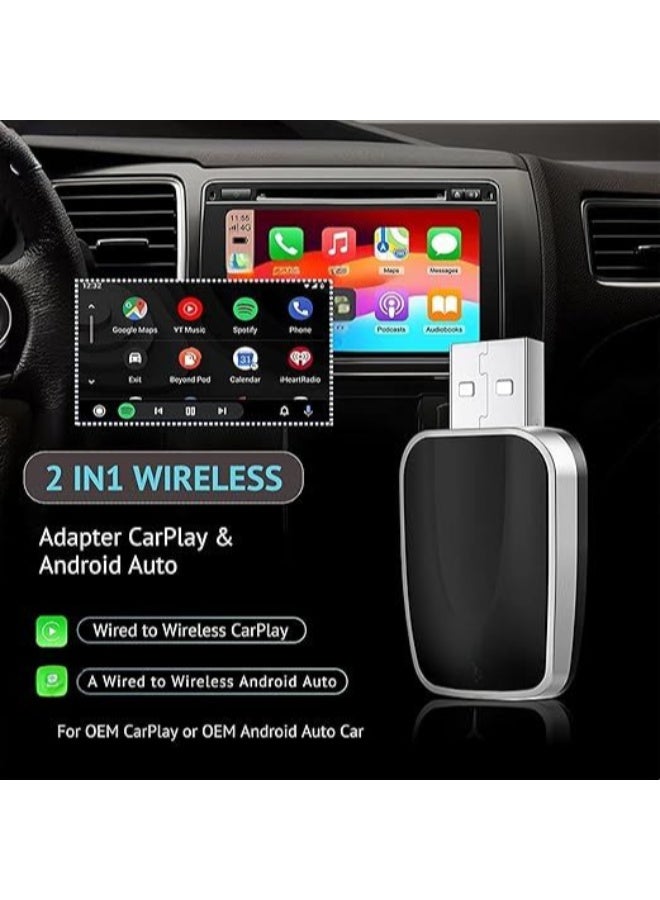 محول CarPlay لاسلكي لأجهزة iPhone – يحوّل CarPlay السلكي إلى لاسلكي، محول صغير وصّل وشغّل مع بلوتوث وواي فاي، يدعم التحديثات أونلاين لأجهزة iOS وAndroid - Image 3