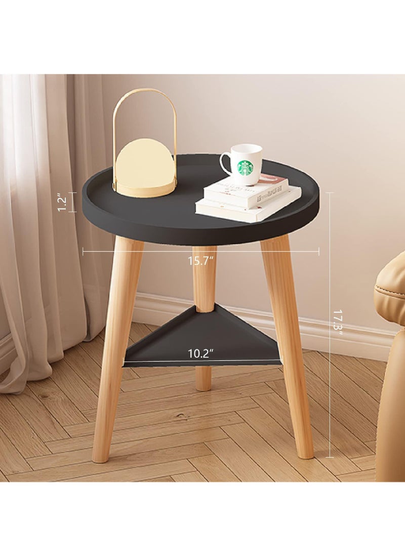 Rock Pow 15 Inch Double Layer Side Table Modern Minimalist End Table Home Decor Living Room Bedroom Bed Side Coffee Table  - Image 4