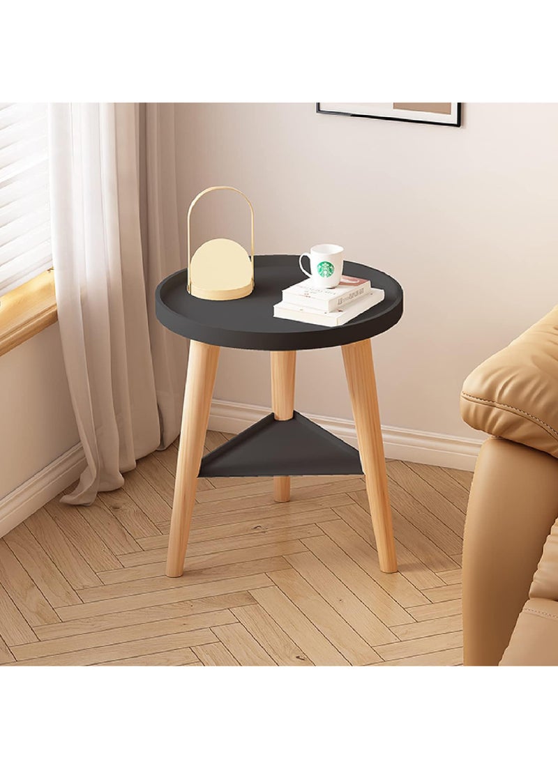 Rock Pow 15 Inch Double Layer Side Table Modern Minimalist End Table Home Decor Living Room Bedroom Bed Side Coffee Table  - Image 2