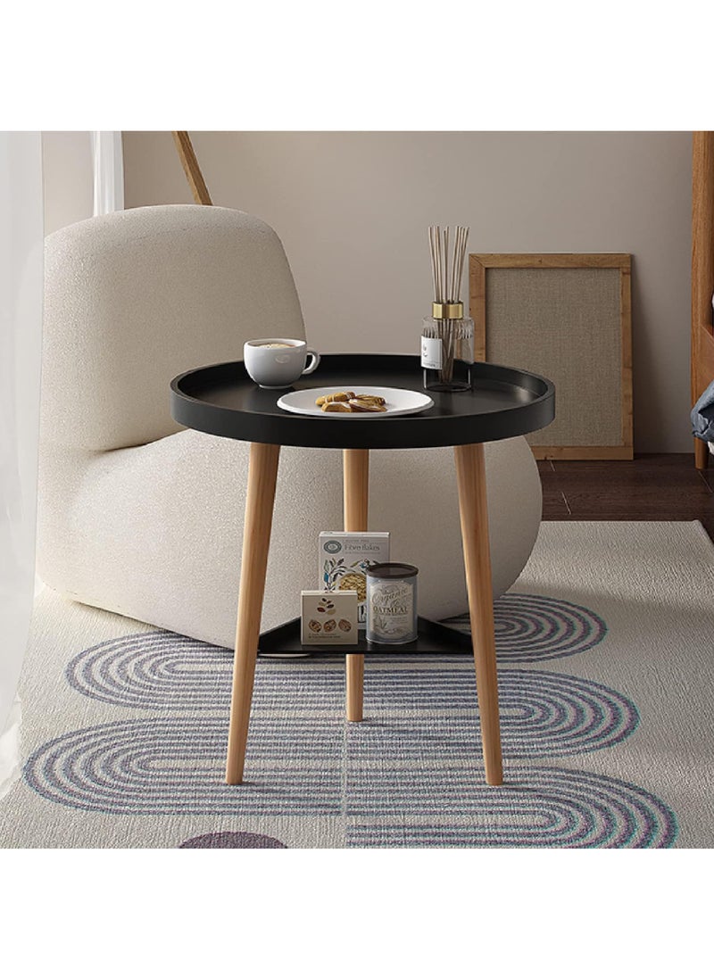 Rock Pow 15 Inch Double Layer Side Table Modern Minimalist End Table Home Decor Living Room Bedroom Bed Side Coffee Table  - Image 1