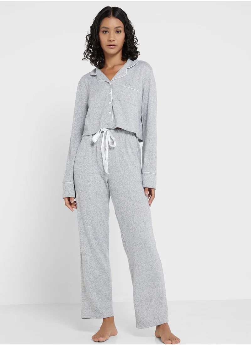 Ginger Textured Detail Pyjama Set