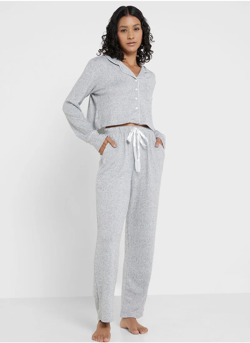 Ginger Textured Detail Pyjama Set