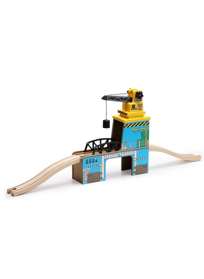SainSmart Jr. SainSmart Jr. Wooden Train Set Accessories, Magnetic Rotary Crane Set with Track for Kids Compatible with Thomas, Brio, Chuggington, Melissa and Doug  - Image 1