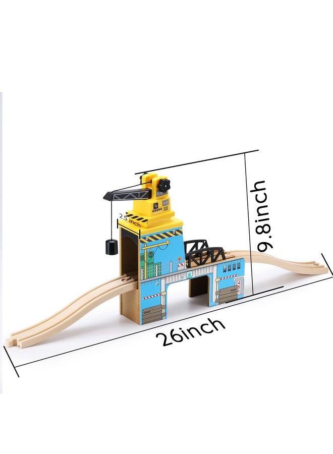 SainSmart Jr. SainSmart Jr. Wooden Train Set Accessories, Magnetic Rotary Crane Set with Track for Kids Compatible with Thomas, Brio, Chuggington, Melissa and Doug  - Image 4