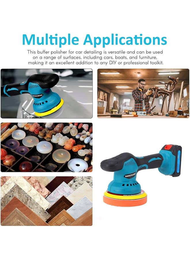 erorex Cordless Car Buffer Polisher Car Buffers And Polishers Kit 8 Variable Speed Car Polishing Kit 2 * 21V Batteries Cordless Polisher For Car Detailing Polishing Waxing Scratch Removing - Image 3