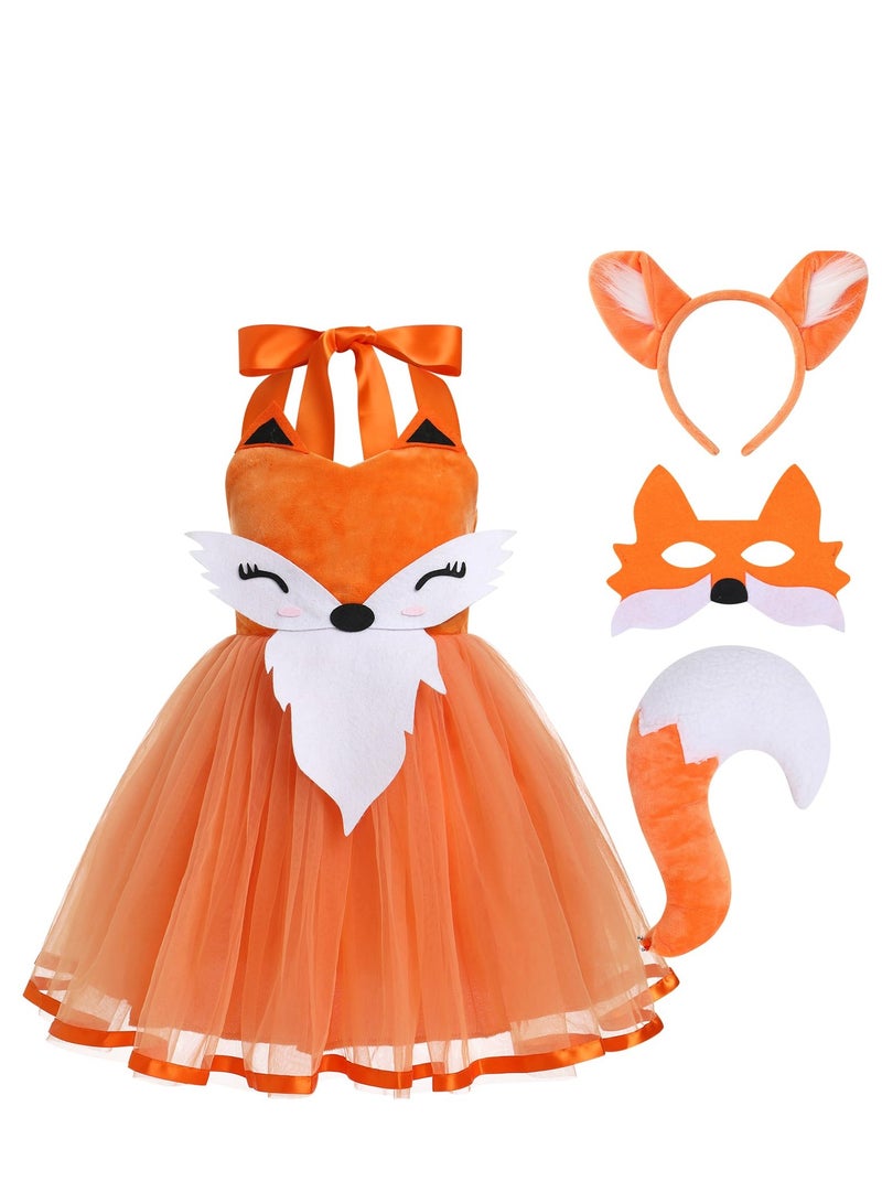 Fox Costume Set for Kids - Includes Headband, Tail, Ears, and Bow Ties - Perfect for Birthday Parties - Made of Non-toxic Polyester and Artificial Fur - 3PCS - Image 1