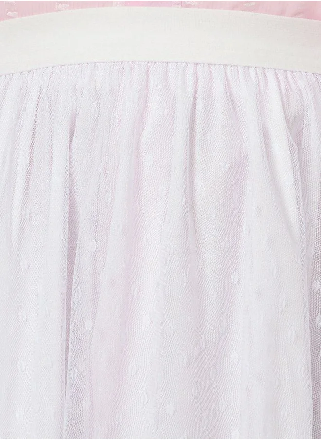 Styli Dobby Spot Mesh Lined Midi Skirt