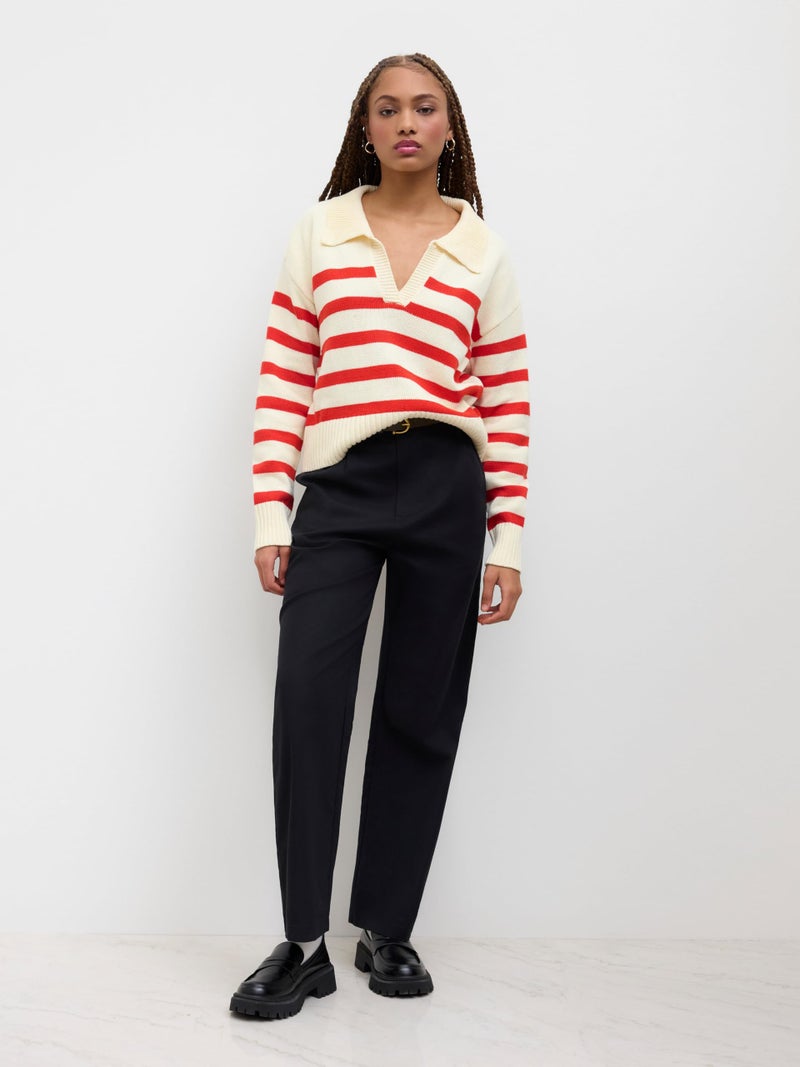 CIDER Womenâ€™s Polo Sweater Striped Collared Lightweight Long Sleeve V Neck Pullover Spring Sweater Tops 2026 - Image 2