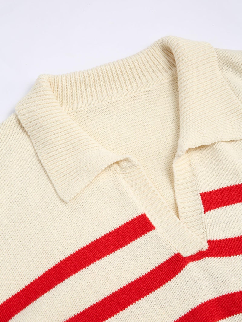 CIDER Womenâ€™s Polo Sweater Striped Collared Lightweight Long Sleeve V Neck Pullover Spring Sweater Tops 2026 - Image 5