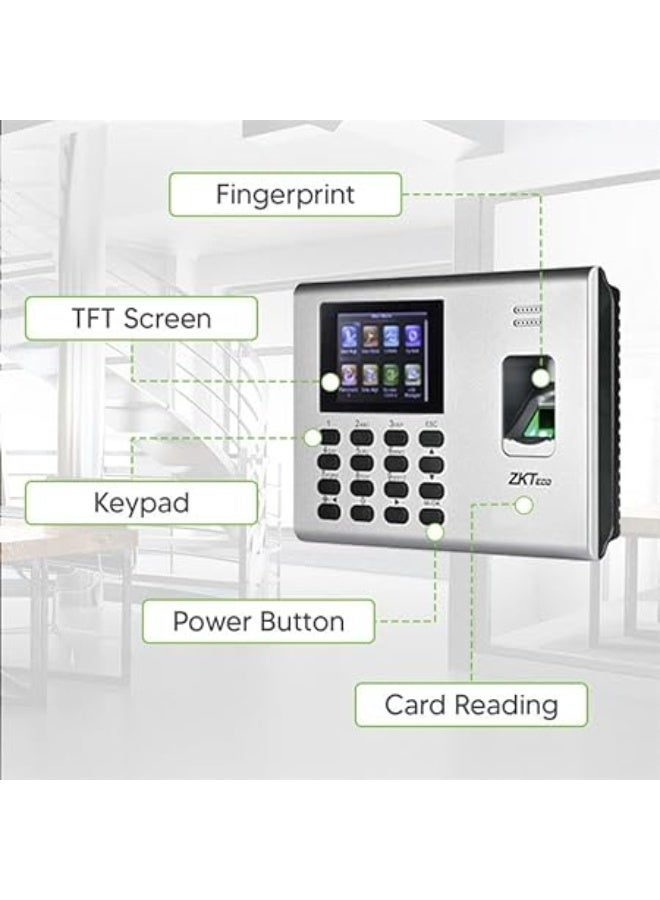 زد كيه تيكو ZKTeco K40 Pro Biometric Time Attendance & Access Control Terminal for offfice & Factory | Fingerprint+Card+Battery Backup | Free Cloud + Mobile App | Easy Setup” - Image 4