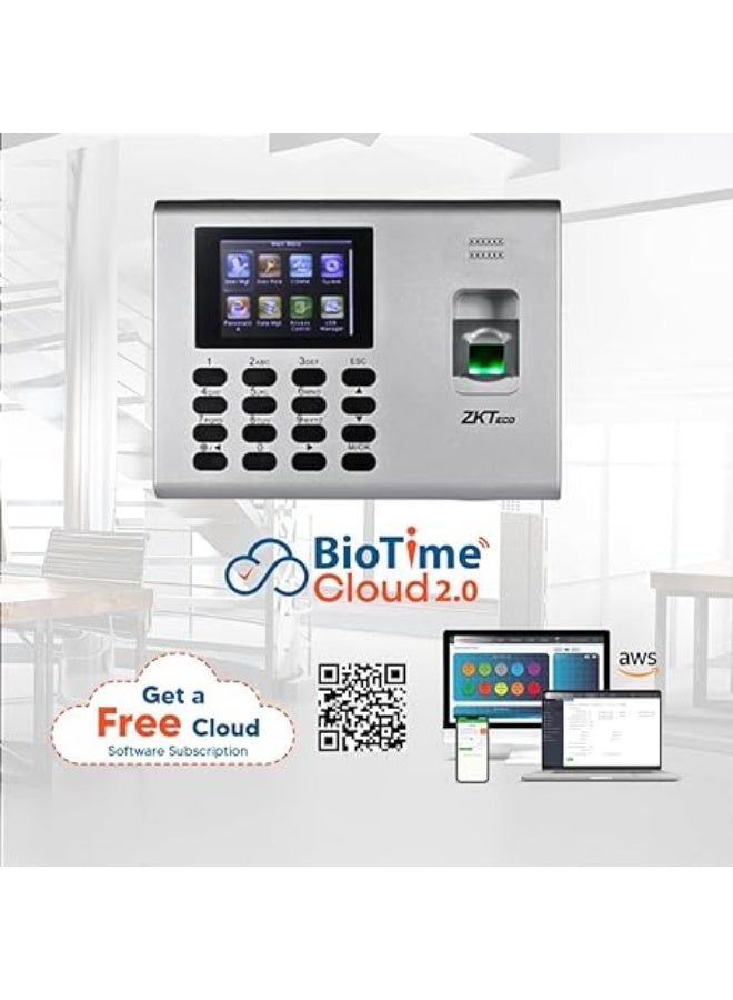 زد كيه تيكو ZKTeco K40 Pro Biometric Time Attendance & Access Control Terminal for offfice & Factory | Fingerprint+Card+Battery Backup | Free Cloud + Mobile App | Easy Setup” - Image 2